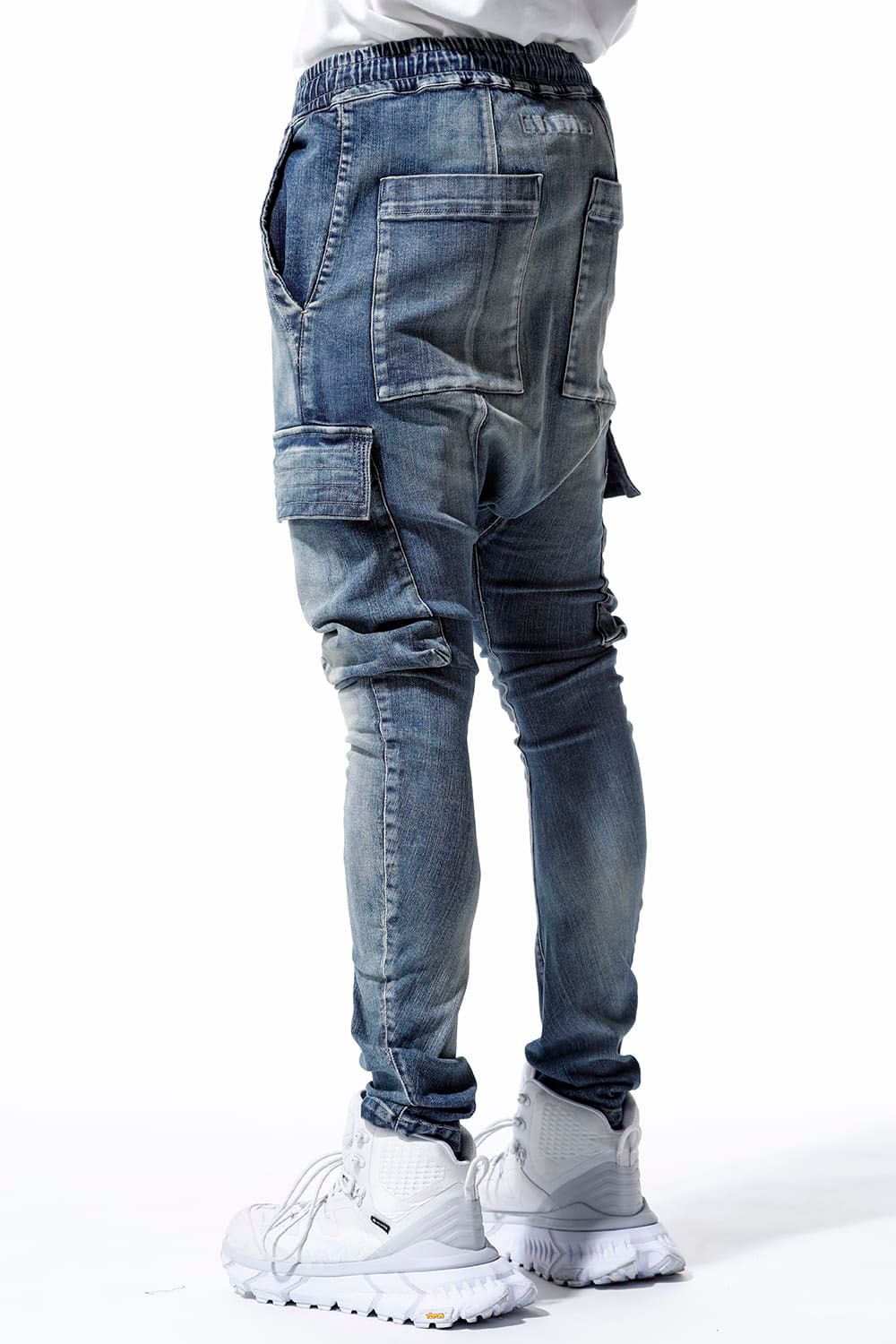 A.F ARTEFACT - ストレッチデニムサルエルカーゴパンツ / Indigo