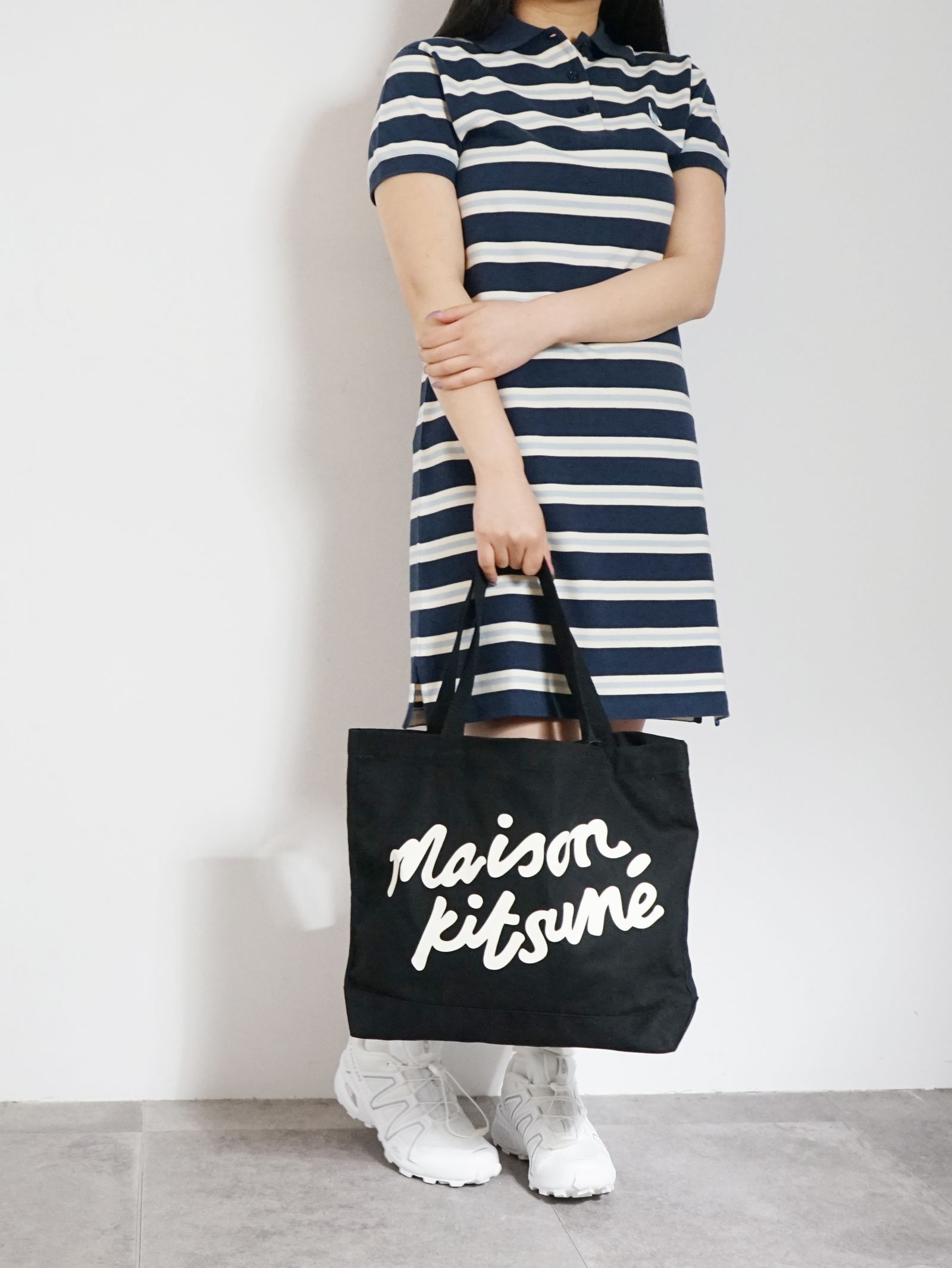 MAISON KITSUNÉ - ハンドライティングロゴ トートバッグ - BLACK