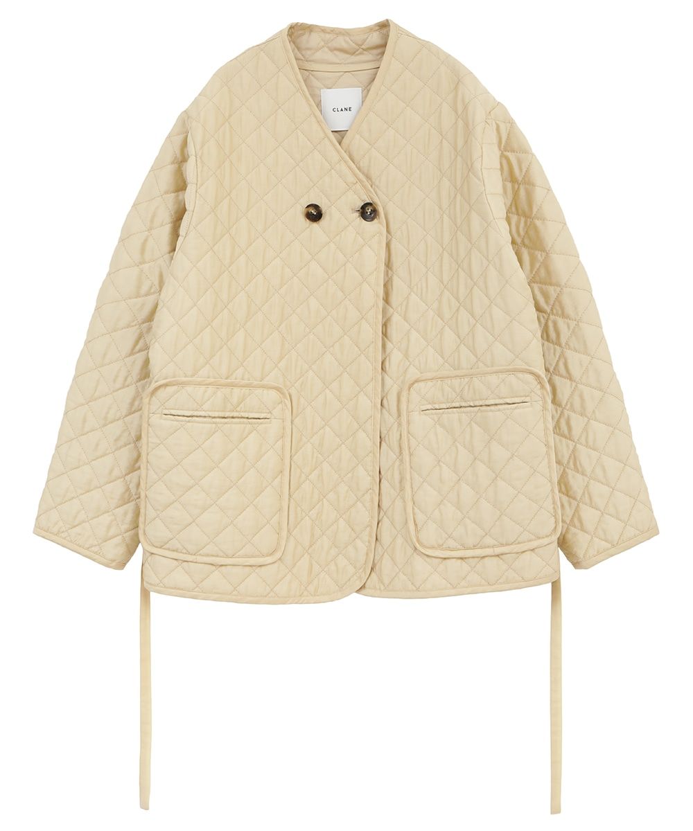 CLANE - QUILTING NO COLLAR JACKET - YELLOW | ADDICT WEB SHOP