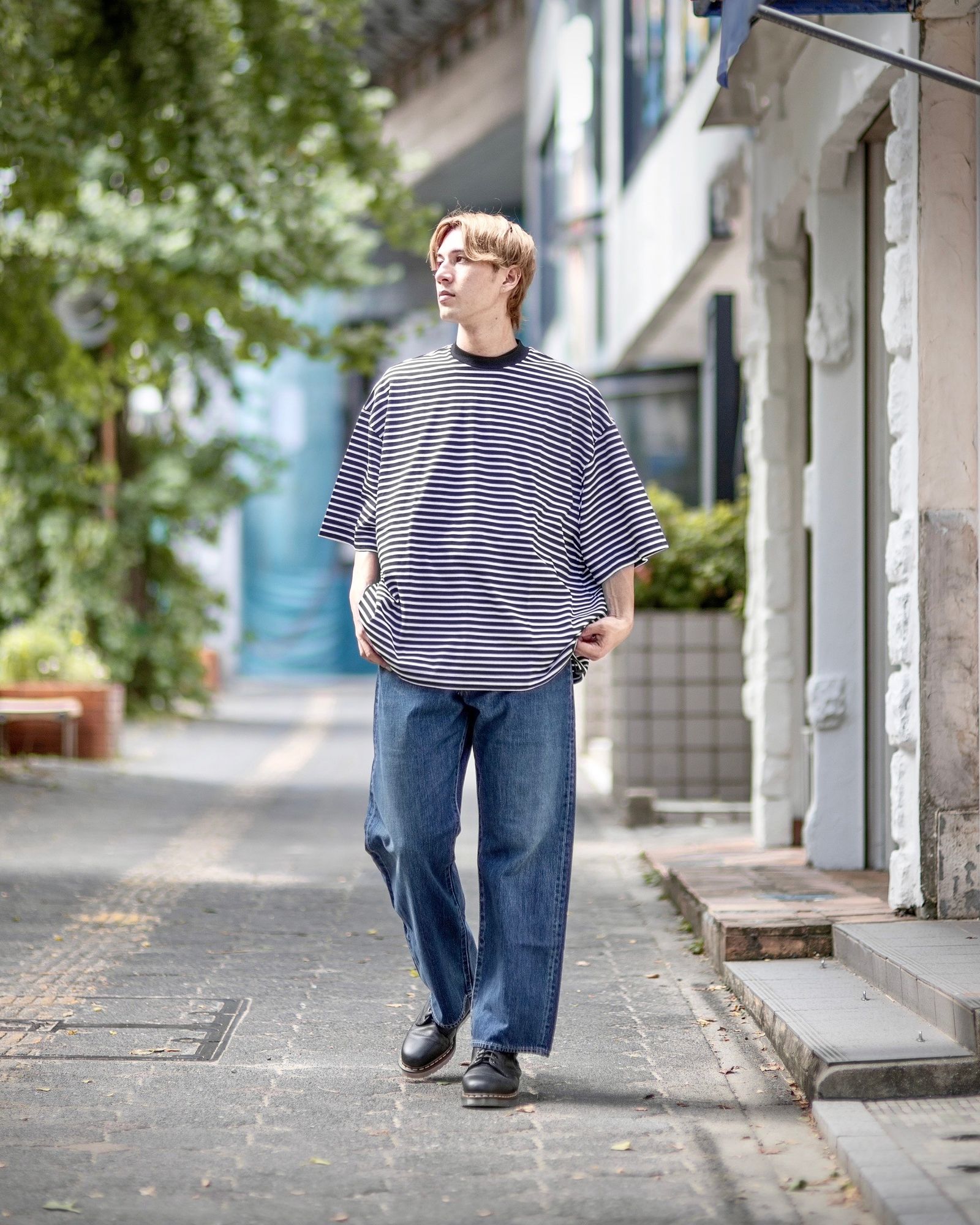 is-ness - イズネス24AW BALLOON STRIPES T SHIRT(31SSSH05-2)BLACK