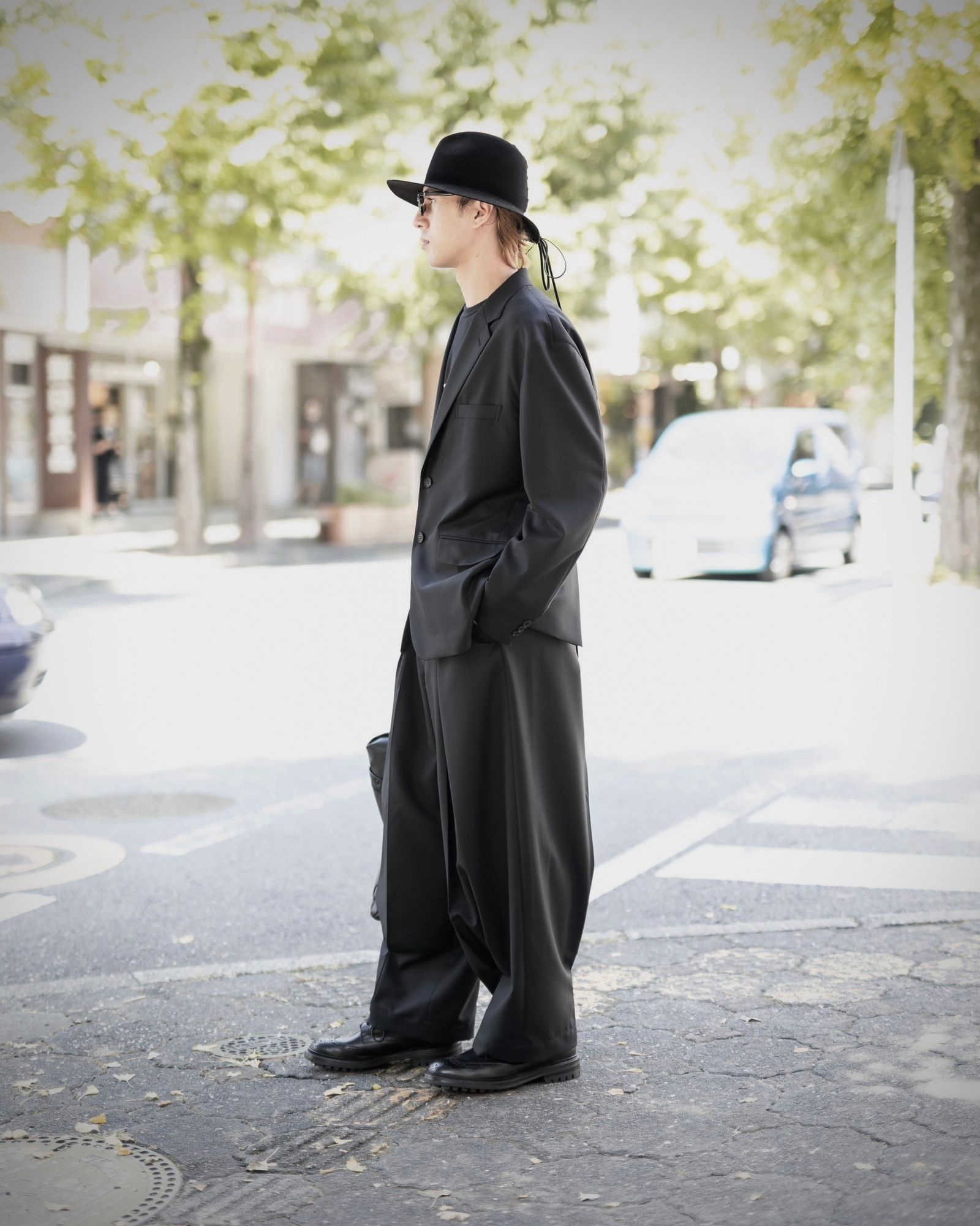 black comme des garcons 23aw エステル 縮絨パンツ black comme des