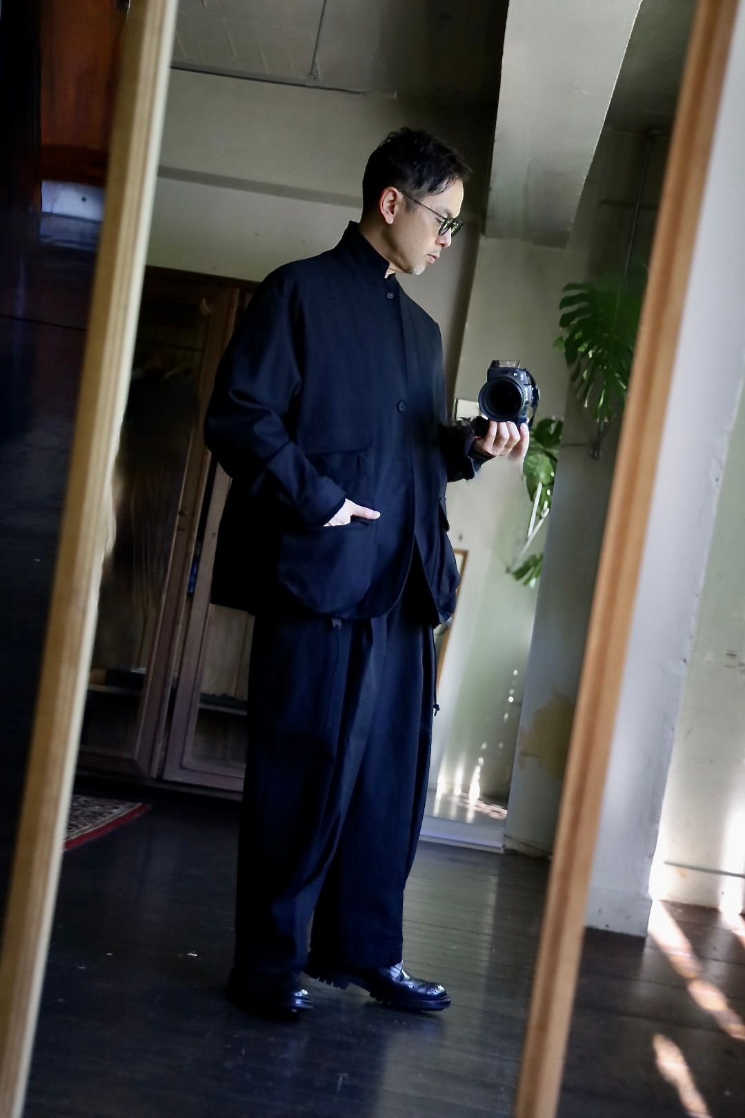 アキ コムデギャルソンオム ウールサージ イージースラックス M アキ