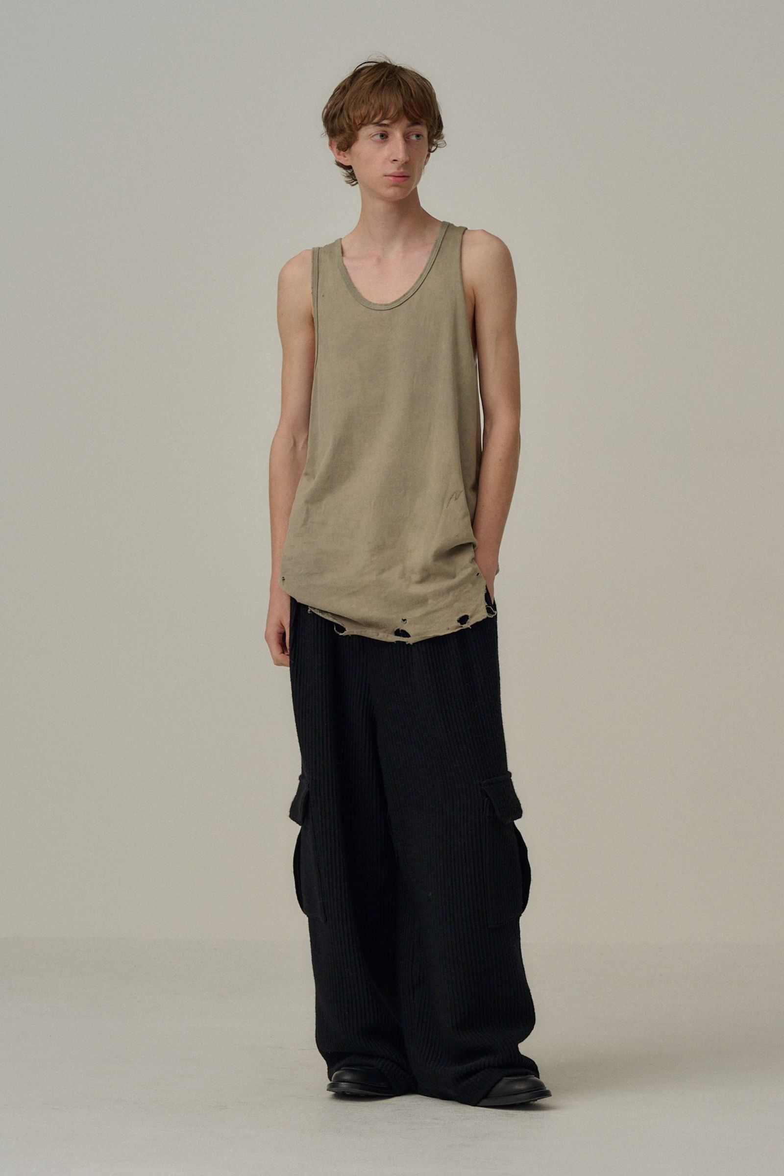 ANCELLM - DAMAGE TANK TOP | GRAY | タンクトップ | NapsNote