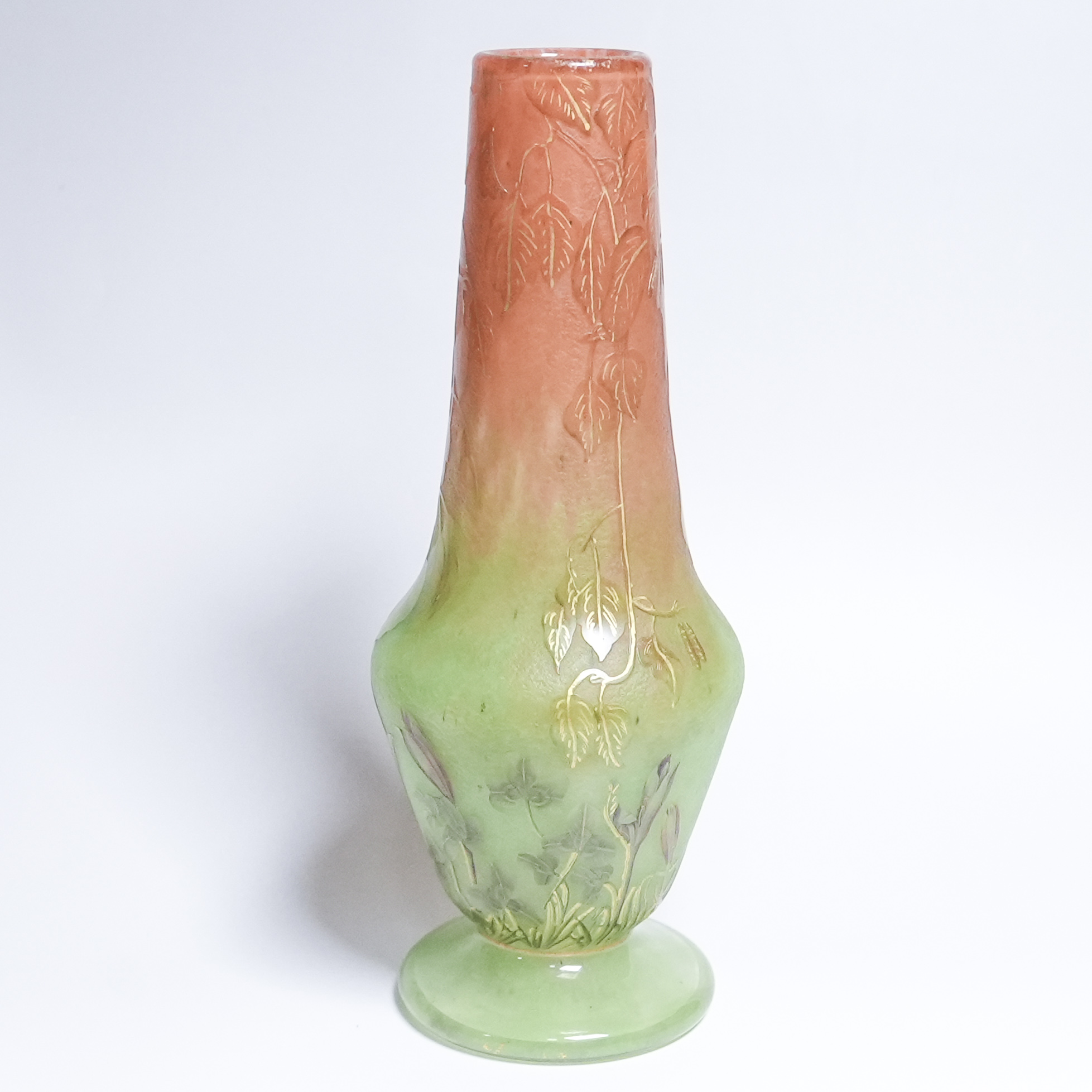 ☆アンティークドーム 【 Daum 】☆沈丁花文☆花瓶☆10.1