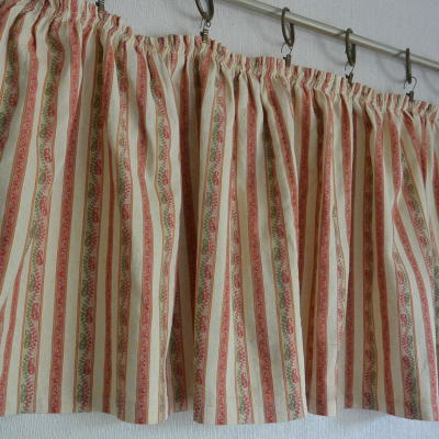C-774 フランスアンティークカーテン ストライプ柄コットンカフェカーテン