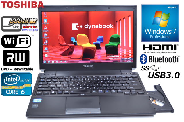 SSD搭載 Windows7 64bit 東芝 dynabook R732/H Core i5 3340M(2.70GHz