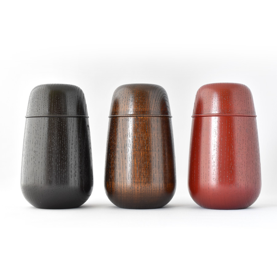 浄法寺塗うるみ工房漆器の茶筒1、急須台1、おしぼり入れ5、茶托5の