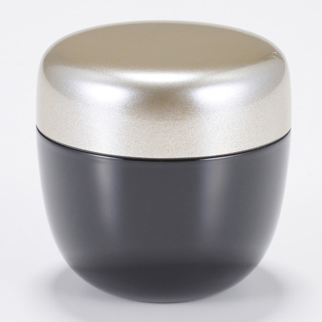 シルバー棗 黒塗分け 小 ／漆塗りなつめ お茶道具 漆器の井助