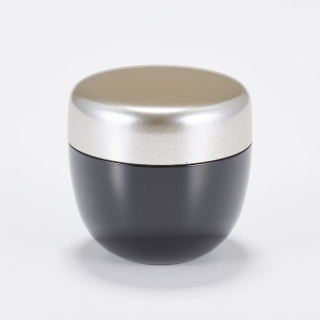 シルバー棗 黒塗分け 小 ／漆塗りなつめ お茶道具 漆器の井助