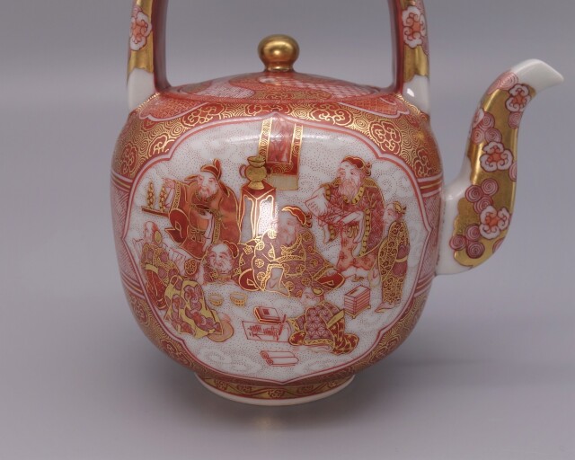 福島武山 赤絵鶴之図 洋盃 ワインカップ九谷焼 百貨店購入品 福島武山