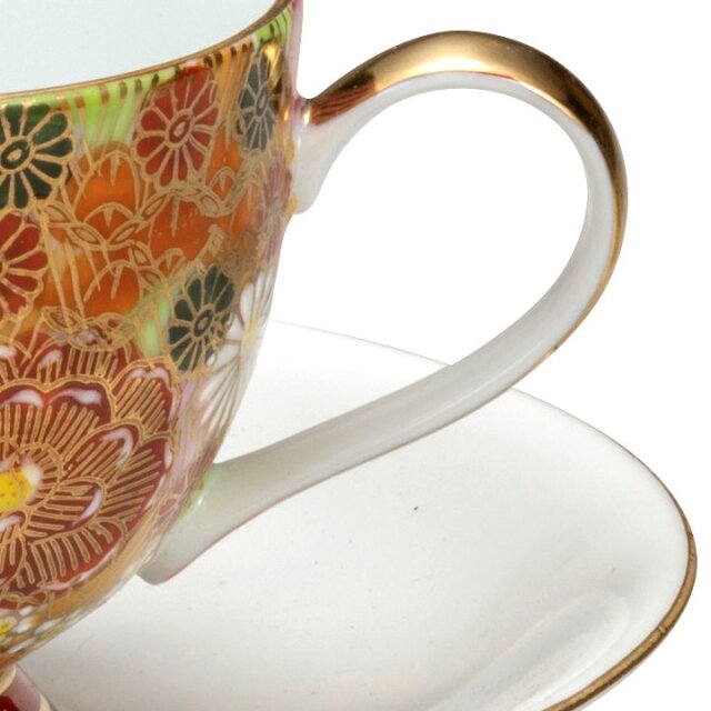 九谷焼 章山窯 金花詰め カップ＆ソーサー6客セット 九谷焼 章山窯 金