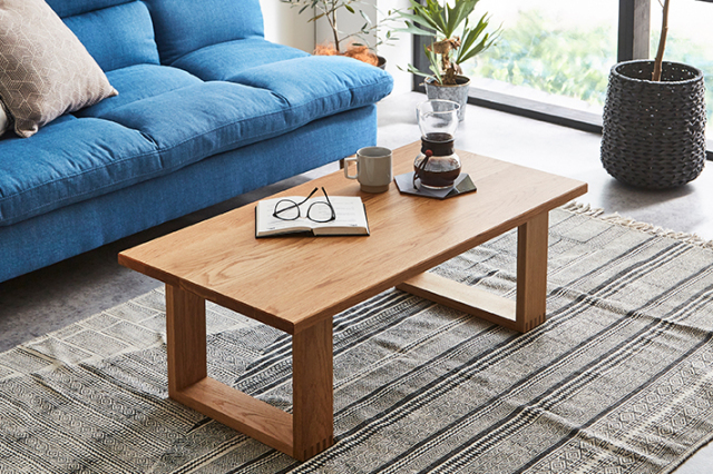 天然木・無垢のセンターテーブル彩美 ホワイトオーク 幅1000mm