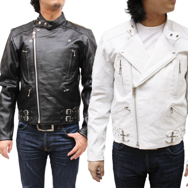 水牛革 シングルライダースジャケット メンズ UKタイプ ブラック