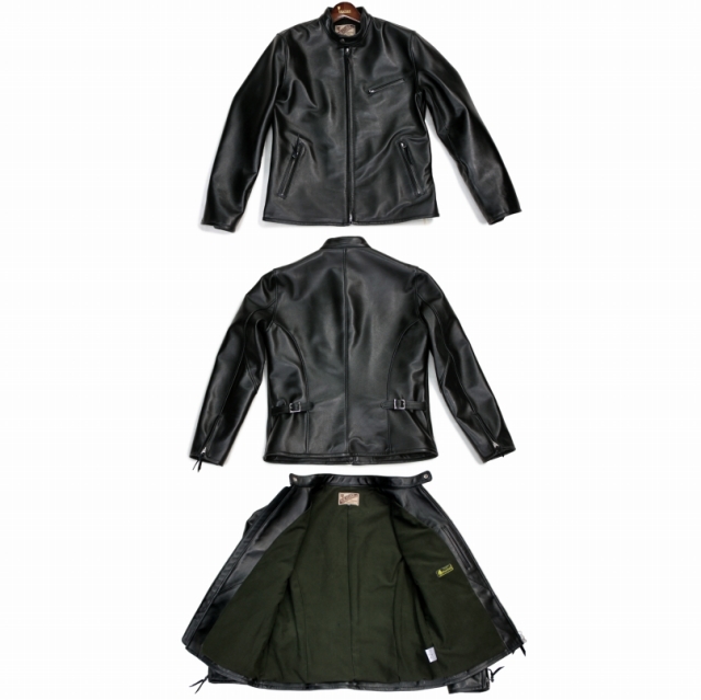 Y2LEATHER 日本製 馬革 シングルライダースジャケット メンズ ブラック