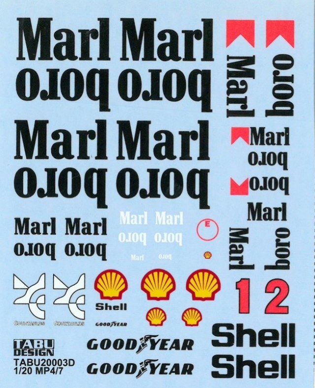 タブデザイン 1/20 マクラーレン MP4/7 マルボロデカール タミヤ対応