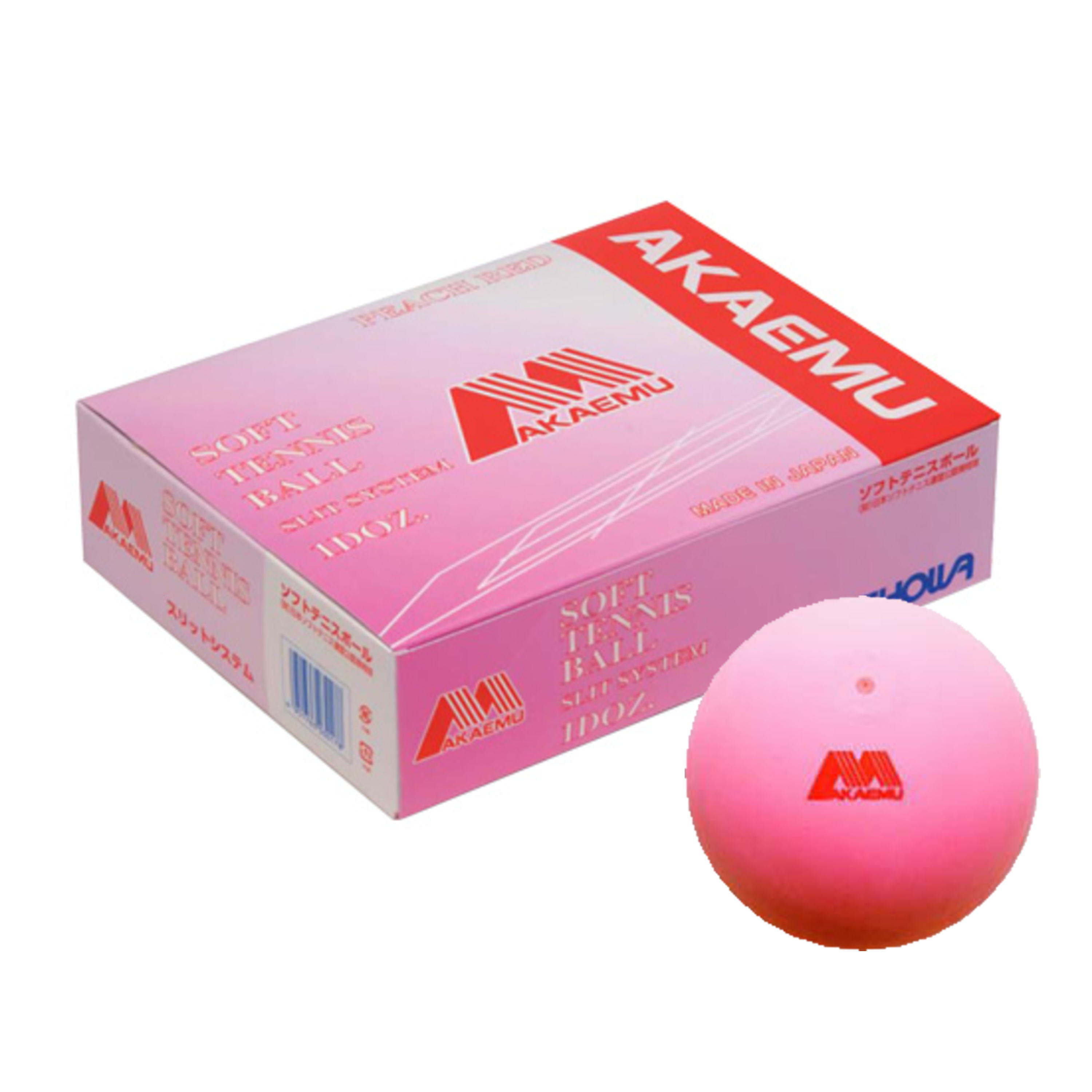アカエム ソフトテニスボール 公認球 1ダース（箱）ピーチレッド 品番