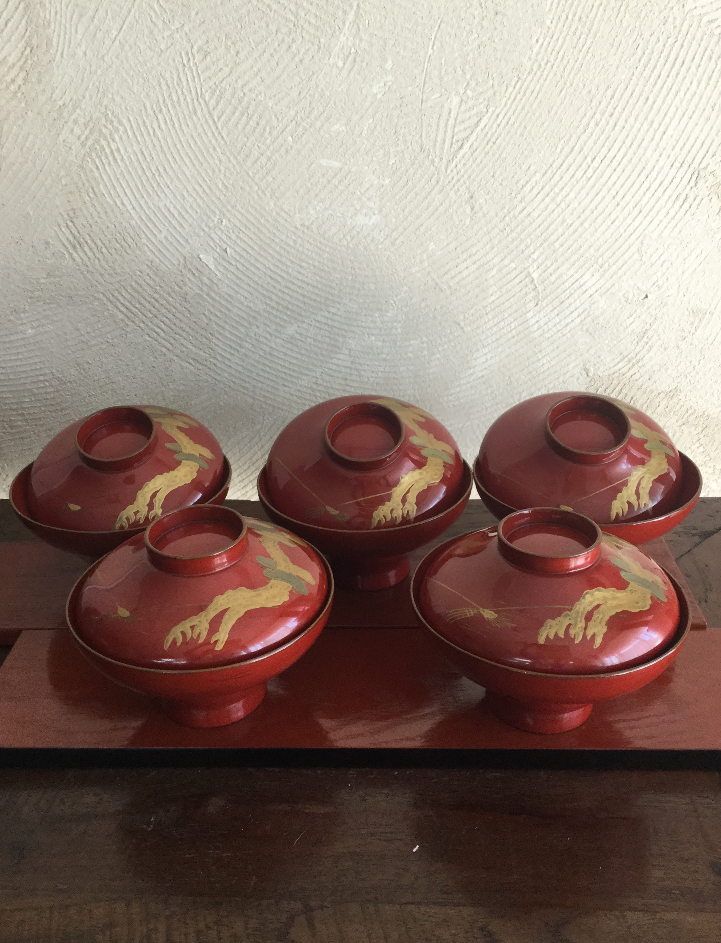 韓国木製漆器 大中小3点組 美品