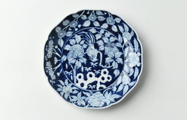 岩永 浩 芙蓉手花鳥文輪花リム7寸皿 ｜ 暮らしのうつわ花田 和食器 通販