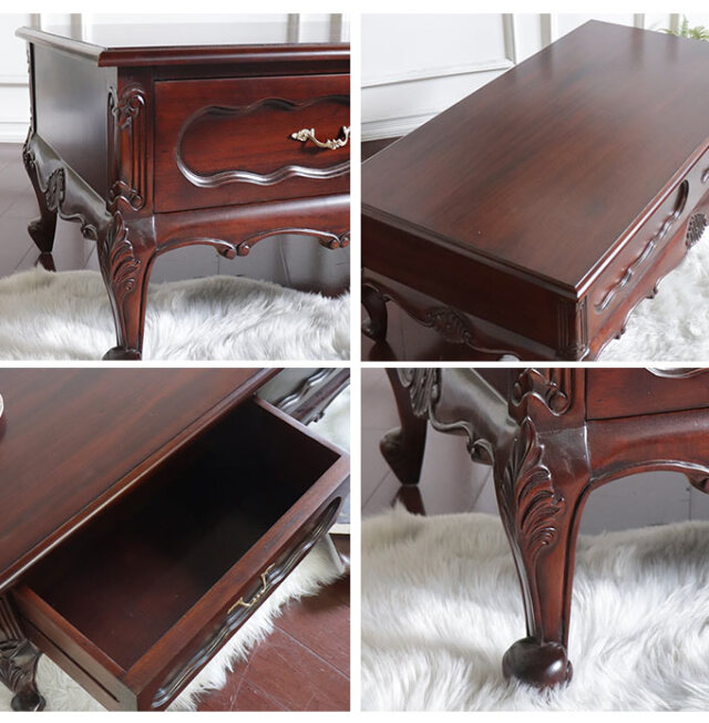 センターテーブル 引出付き 幅127cm｜英国調 アンティーク調｜おしゃれ