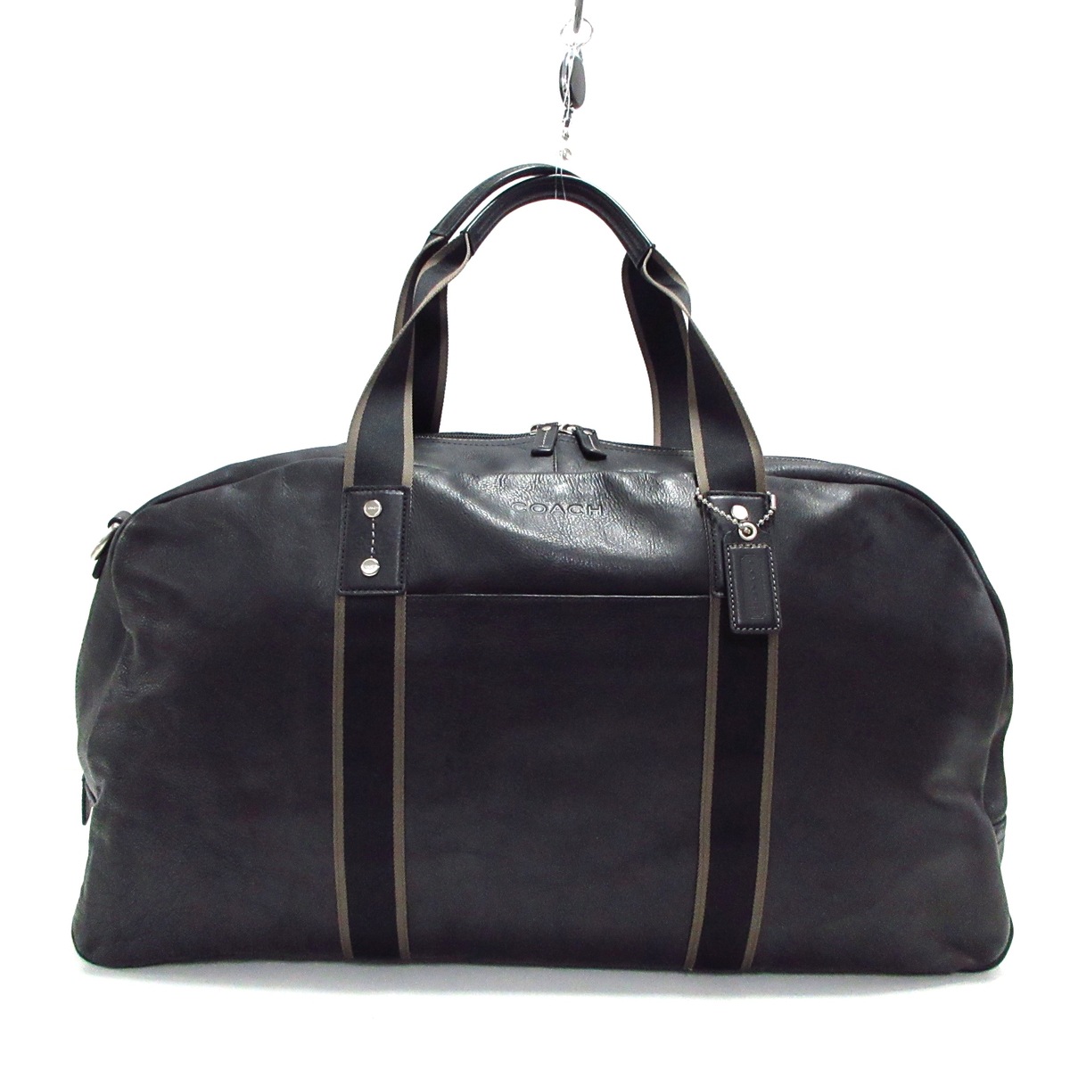 コーチ/ボストンバッグ/ヘリテージ ウェブ レザー ダッフルバッグ/黒