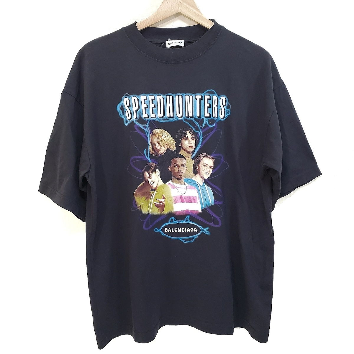 バレンシアガ/Tシャツ/ダークグレー×ライトブルー×マルチ/サイズ：XSの