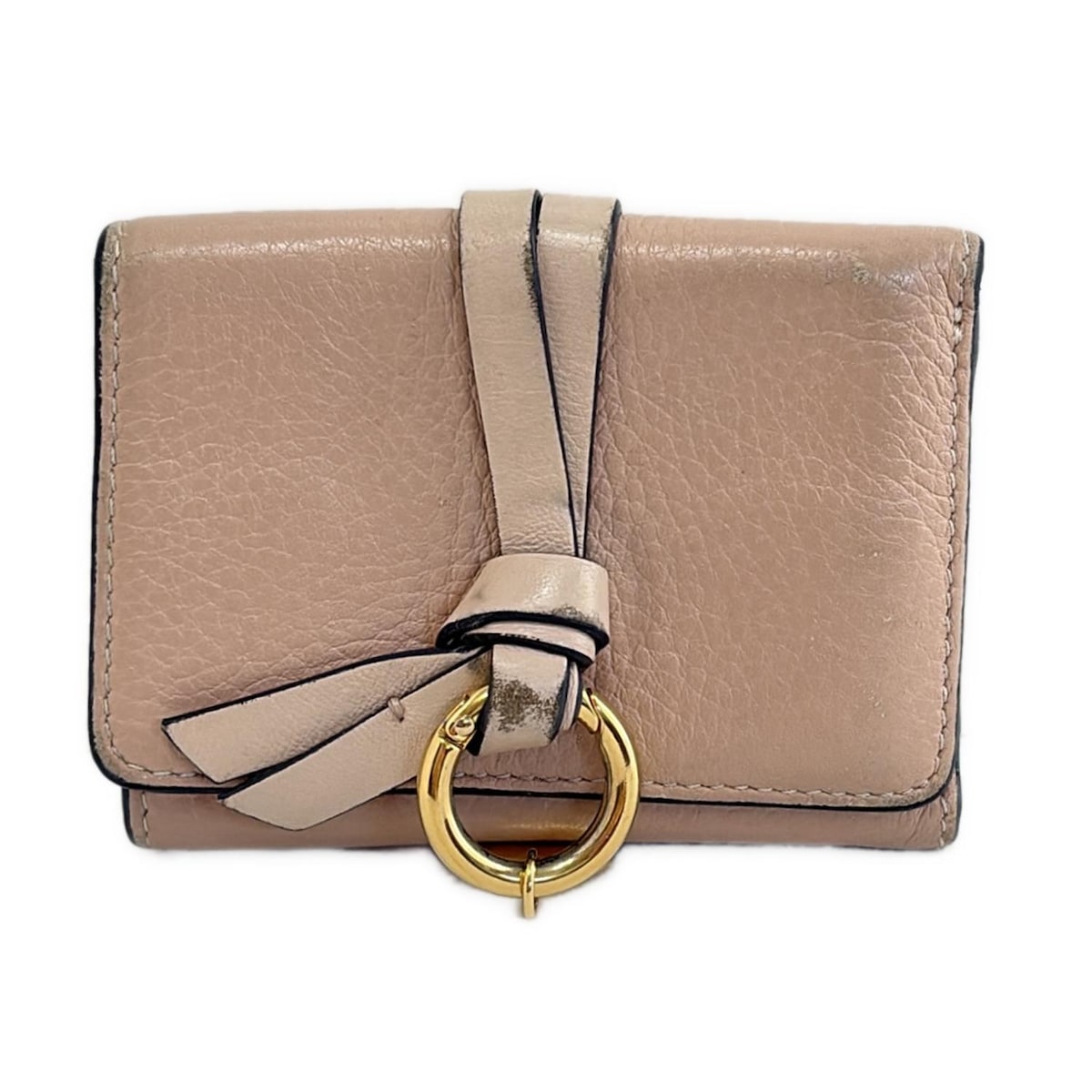 Chloe(クロエ) Wホック財布 - ピンクベージュ レザー（19276441）中古