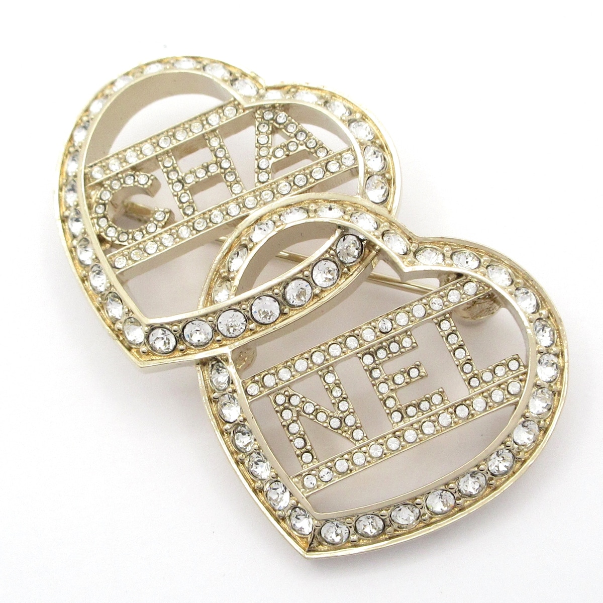 CHANEL(シャネル) ブローチ - ゴールド×クリア ハート（19284248）中古