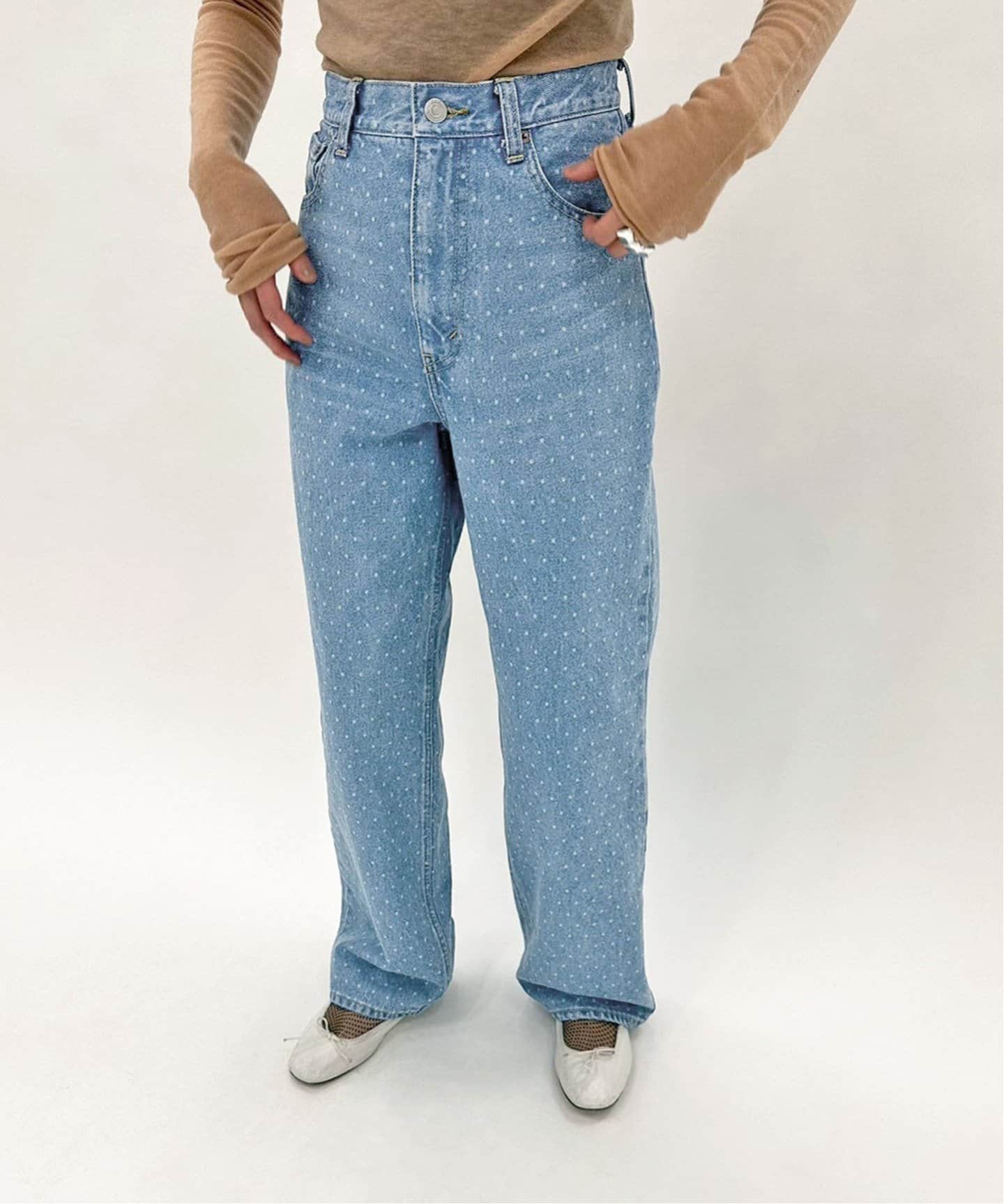 8-9Y】HELLOLUPO ハイウエストデニム