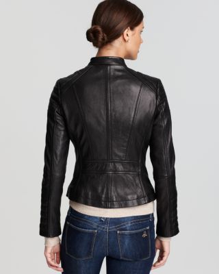 MICHAEL Michael Kors Zip Detail Moto Leather Jacket | Bloomingdale's