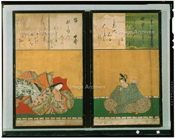 作者不詳/六歌仙図/平安初期の和歌の名人/極彩色/掛軸/名家伝来AH-574