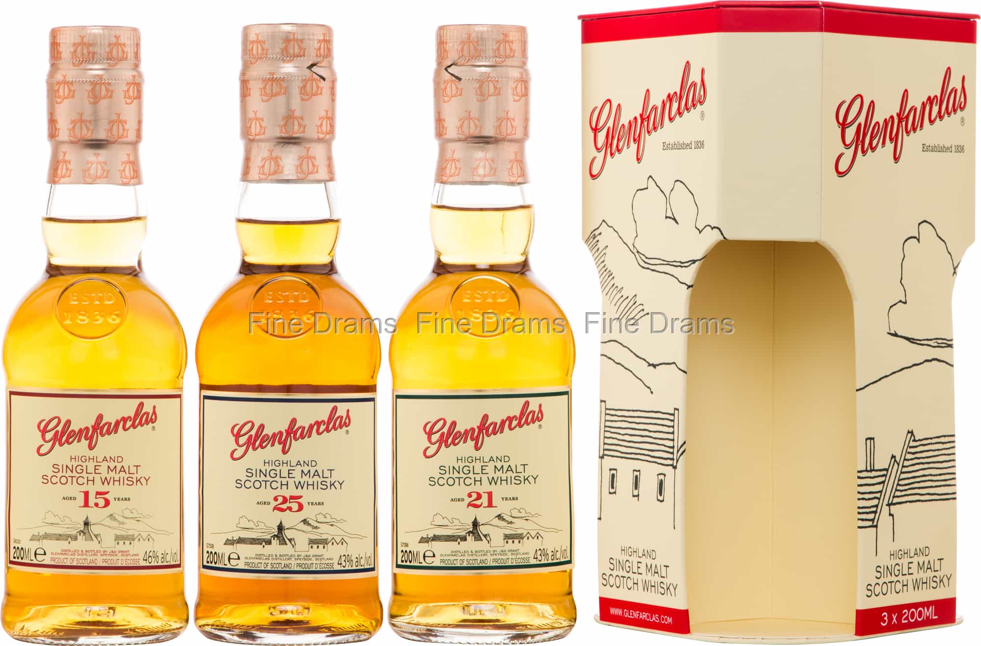 Glenfarclas Whisky Gift Set (15, 21, 25) - 3 x 20 cl Canadian Club