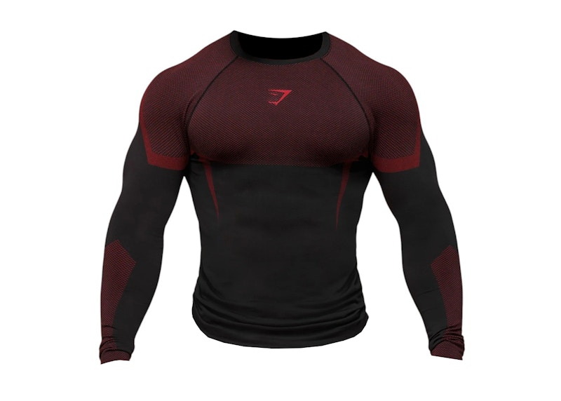 Gymshark Onyx 5.0 Seamless Long Sleeve T-shirt Black/Carmine Red