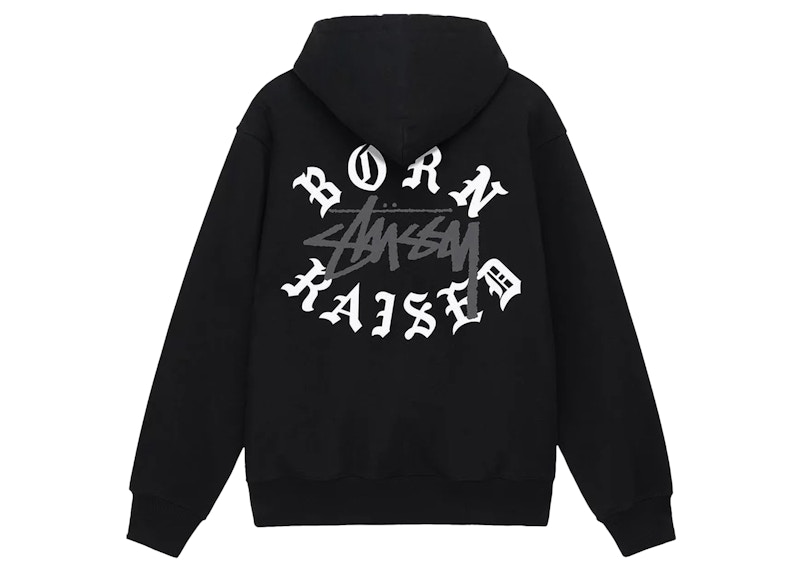 Stussy Born X Raised Logo Zip Hoodie Black Men's - SS23 - US