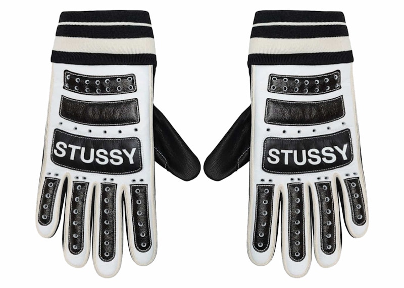 Stussy Leather Bike Gloves Black/White Men's - SS24 - US