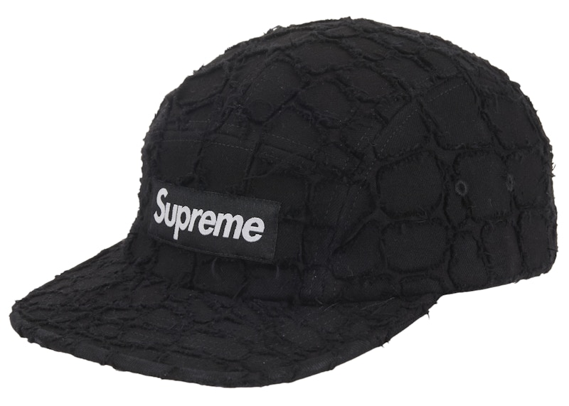 Supreme Frayed Croc Denim Camp Cap Black - SS25 - ES