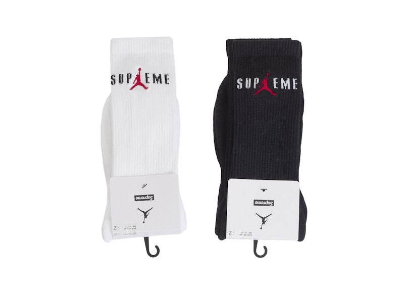 Supreme Jordan Crew Socks (2 Pack) Black/White - FW24 - US