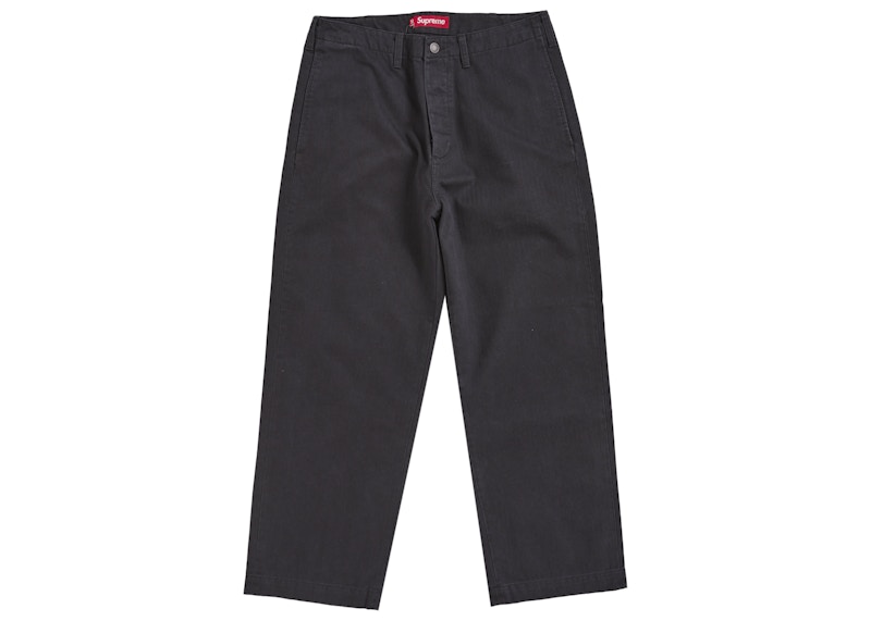 Supreme Washed Herringbone Chino Pant Black Men's - FW24 - US