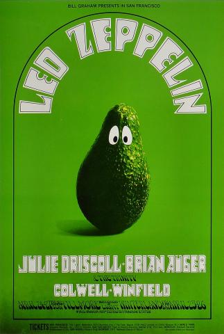 Led Zeppelin Vintage Concert Postcard from Fillmore West, Apr 24