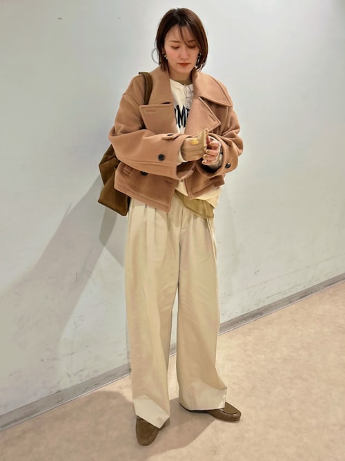 今季ロクコットンレーヨンタックパンツベージュ34