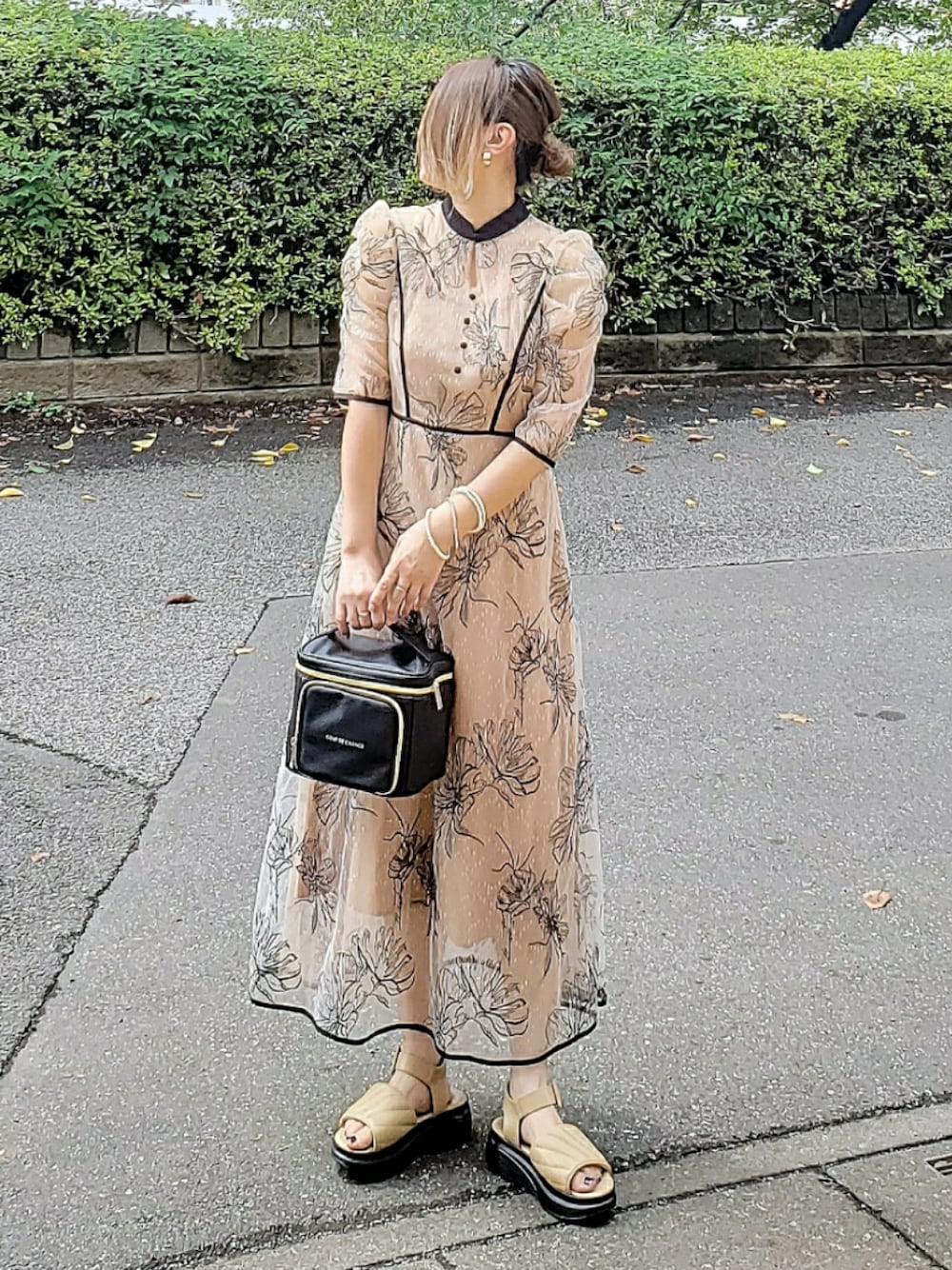 Leja 総レース 刺繍 花柄 ロングワンピース 総柄 Leja 総レース花柄 ロング