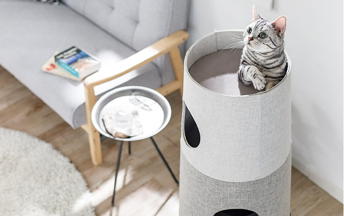 キャットインテリアタワー NECOTA セットカーサ グレー | ペット用品