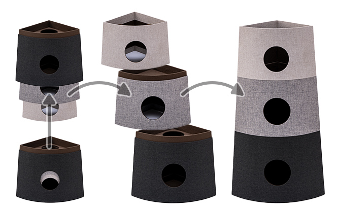 キャットインテリアタワー NECOTAコーナー グレー | ペット用品（猫