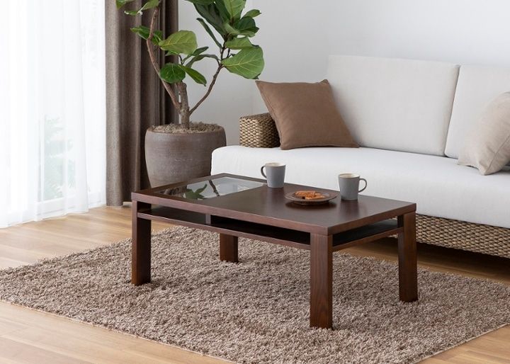 引き取り限定】アジアンスタイル 木製ガラステーブル 【公式通販】