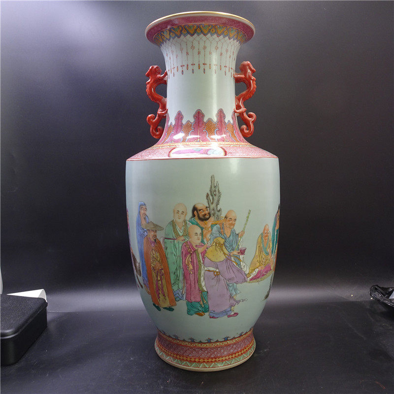 中国清代乾隆年制人物天球花瓶 古董品 年代物 中国清代乾隆年制人物