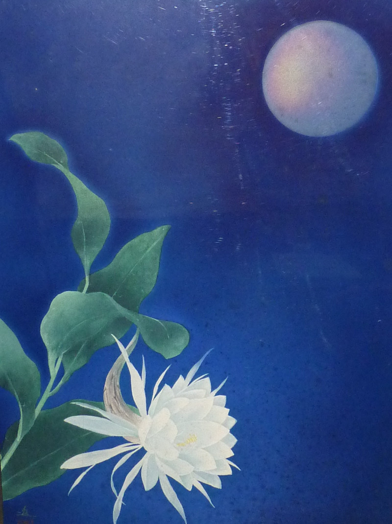 大日本絵画巧芸美術株式会社制作牧進陶板画「月下美人」額装 CR4493C