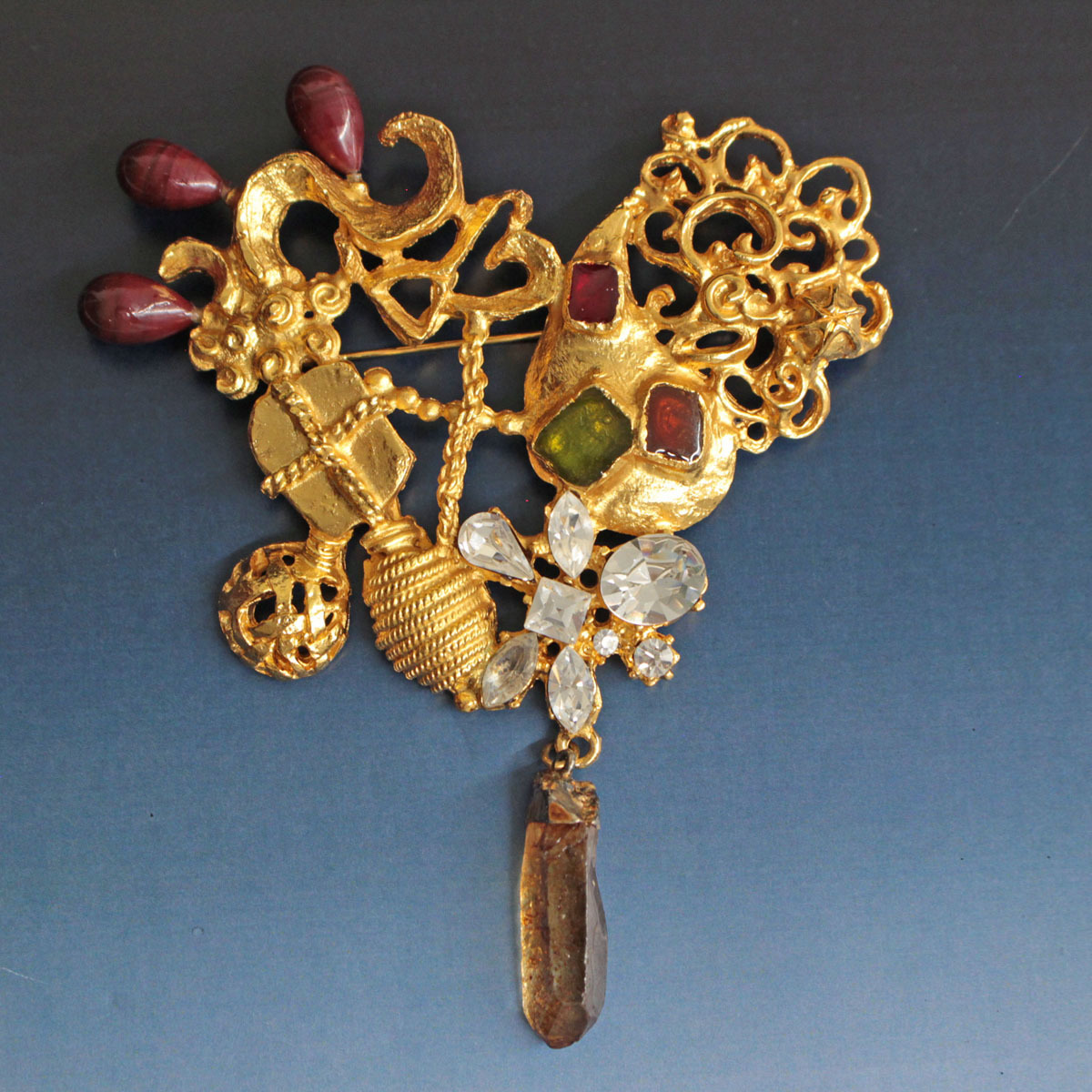 vintage】訳あり クリスチャンラクロワ エナメル蝶ブローチ