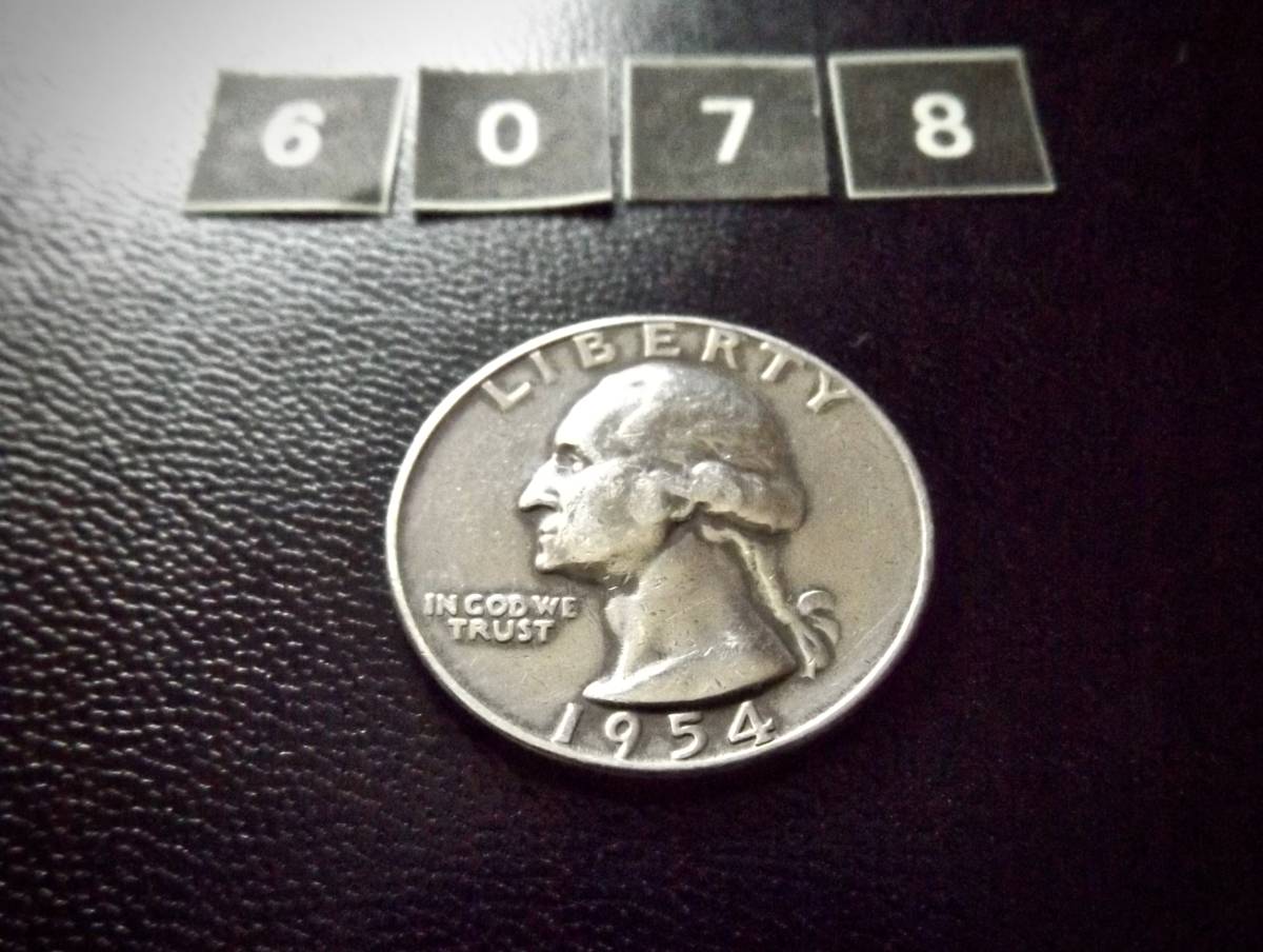 本物の 1954 年ワシントン クォーター銀貨リング (A48) 中古】銀貨です