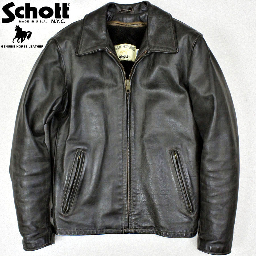 Schott（ショット） シングルライダースジャケット 42 馬革 ホース