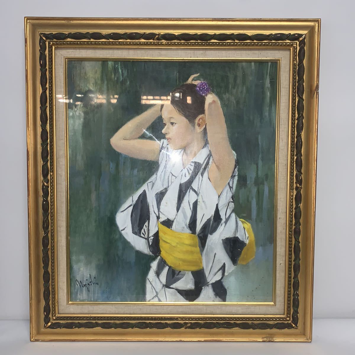 森本草介、絵画、油彩4F.美人画、裸婦、肉筆、高級額縁、高塚省吾