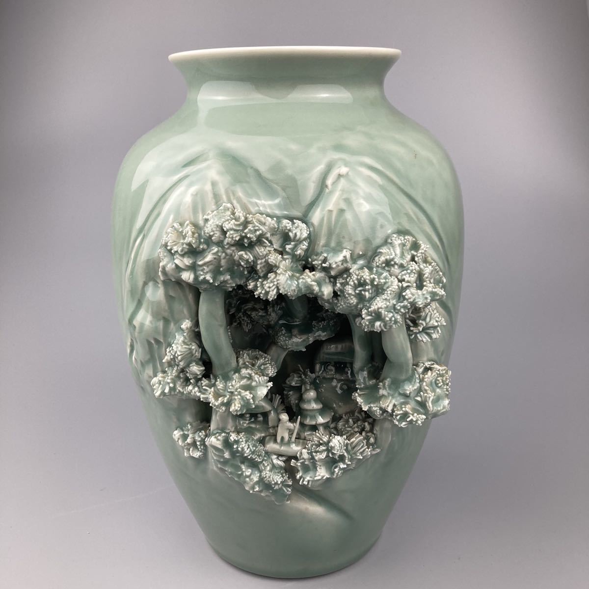 砥部焼 清月 洞窟彫｜砥部焼 清月 山水葛屋彫 洞窟